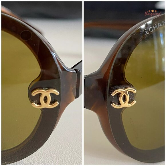 Authentic CHANEL Brown Frame Goldtone Chanel "CC" Logos Tint Sunglasses - Picture 6 of 12